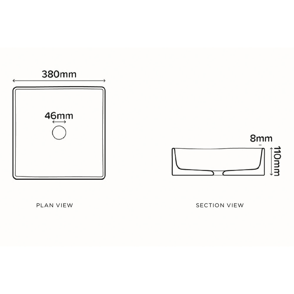 NOOD CO CONSCIOUS RANGE CAST ABOVE COUNTER / WALL HUNG BASIN CHARCOAL 380MM