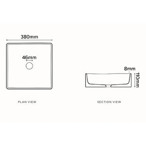 NOOD CO CONSCIOUS RANGE CAST ABOVE COUNTER / WALL HUNG BASIN OLIVE 380MM