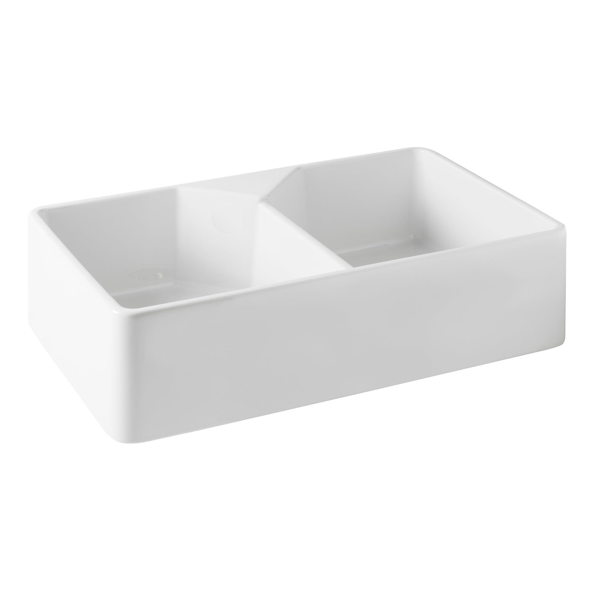 TURNER HASTINGS CHESTER FARMHOUSE DOUBLE BOWL BUTLER SINK WITH ONE TAPHOLE GLOSS WHITE 800MM