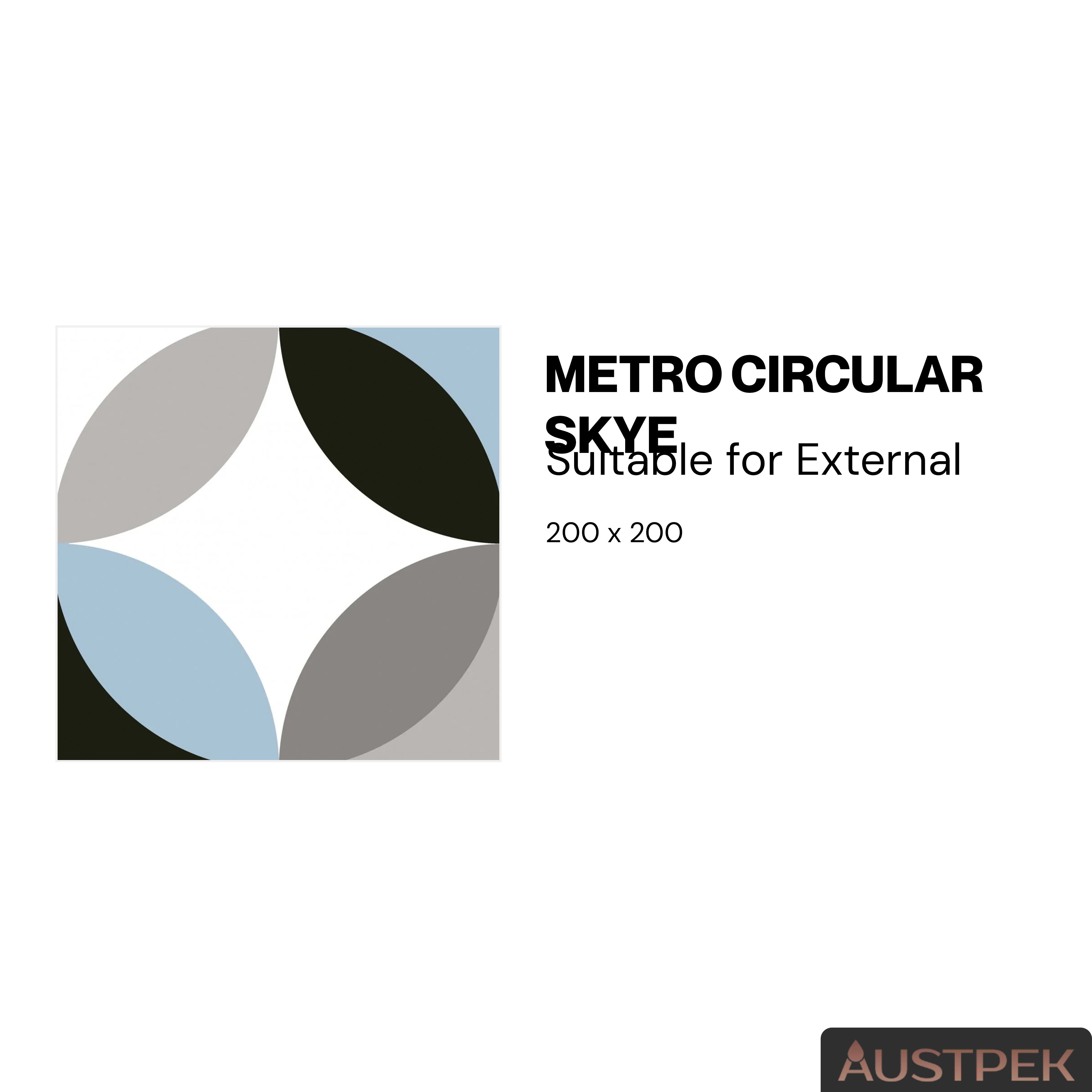 DUNE CERAMICA METRO CIRCULAR SKYE MATTE 200X200MM SQUARE TILE (PER BOX)