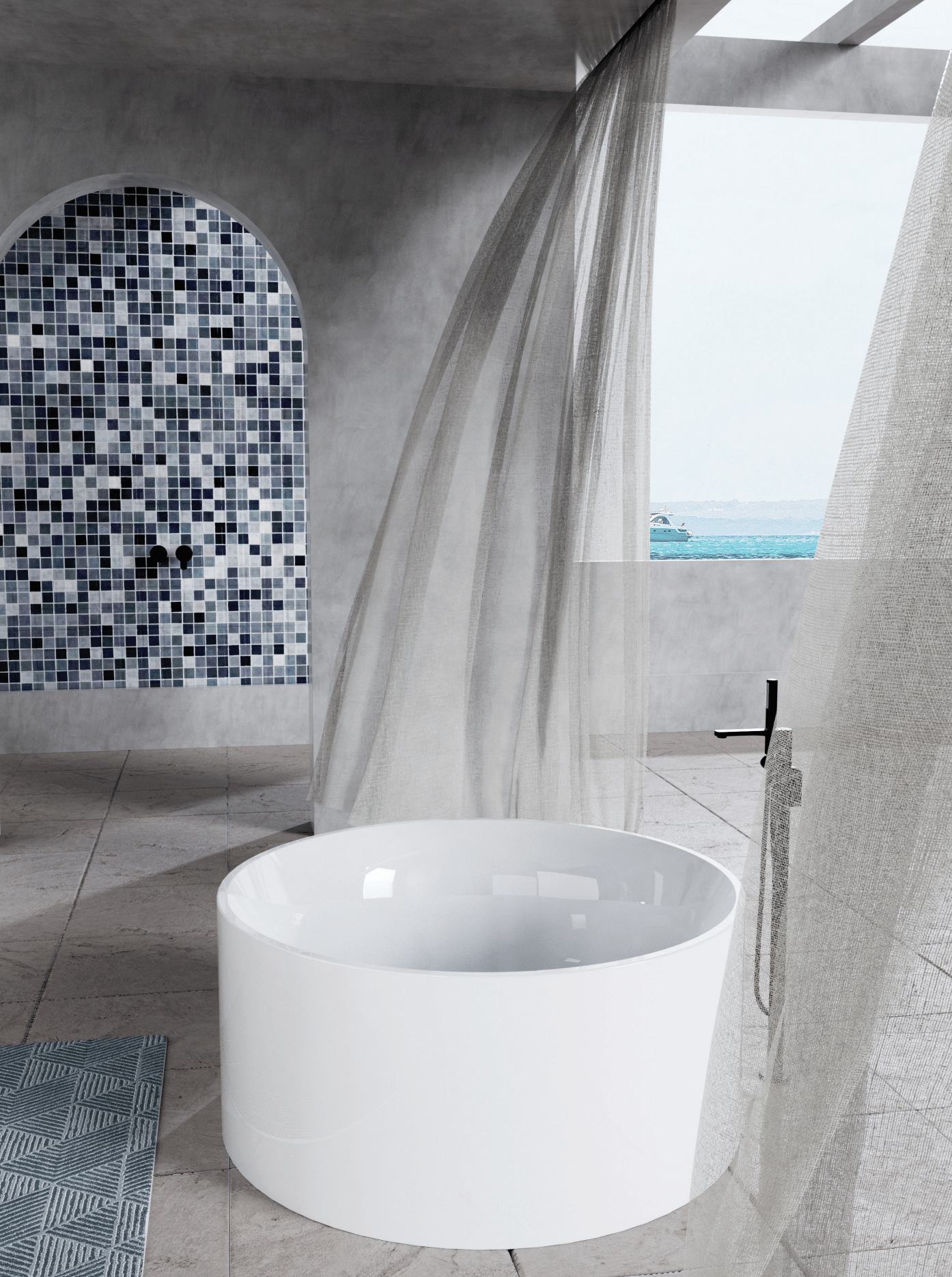 CETO COMO FREESTANDING BATHTUB GLOSS WHITE NON-OVERFLOW 1280MM