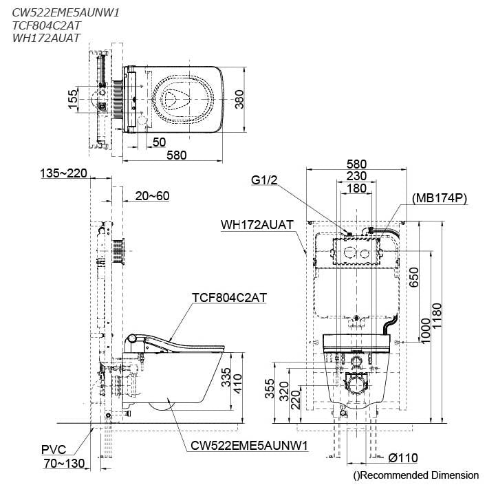 TOTO SW WALL HUNG TOILET WITH WASHLET PACKAGE W/ AUTOLID AND AUTOFLUSH GLOSS WHITE