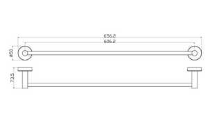 IKON OTUS SLIMLINE SS304 NON-HEATED TOWEL RAIL SINGLE 600MM - Technical Diagram
