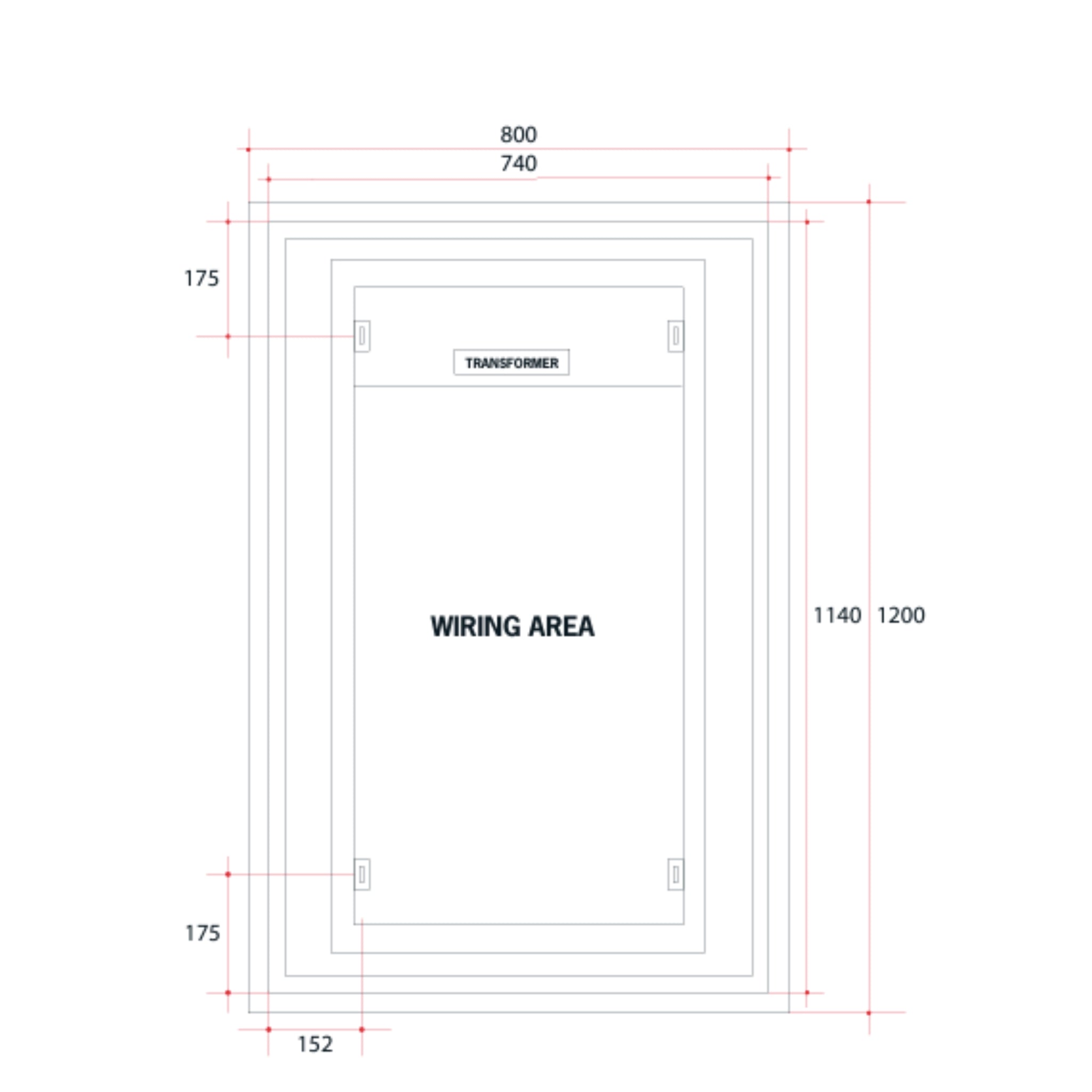 THERMOGROUP ABLAZE PREMIUM SR RANGE BACK-LIT MIRROR 1200X800MM