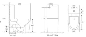 IKON HALI RIMLESS WALL FACED TOILET SUITE - Technical Diagram