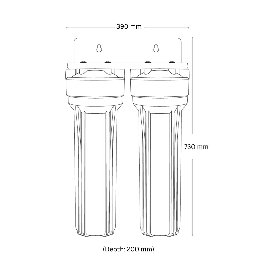 PURETEC WU20 40M TWIN UNDERWHOLE HOUSE WATER FILTER GREY
