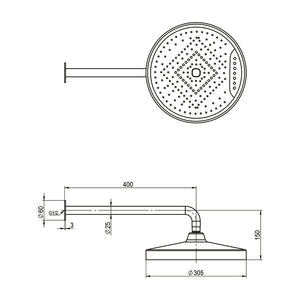 AMOZA CURVED SHOWER ARM & HEAD 2 PACKS 300MM BRUSHED COPPER