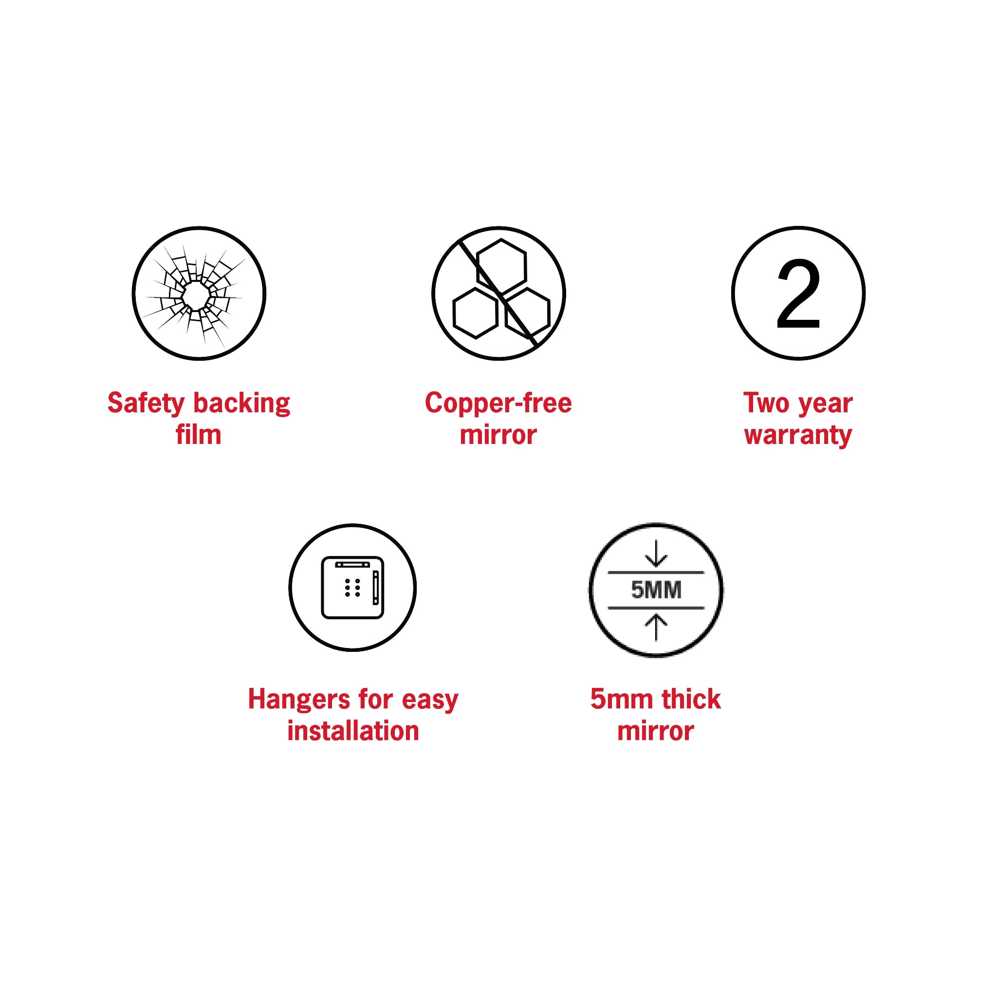 THERMOGROUP ABLAZE SQUARE 25MM BEVEL EDGE MIRROR 750MM