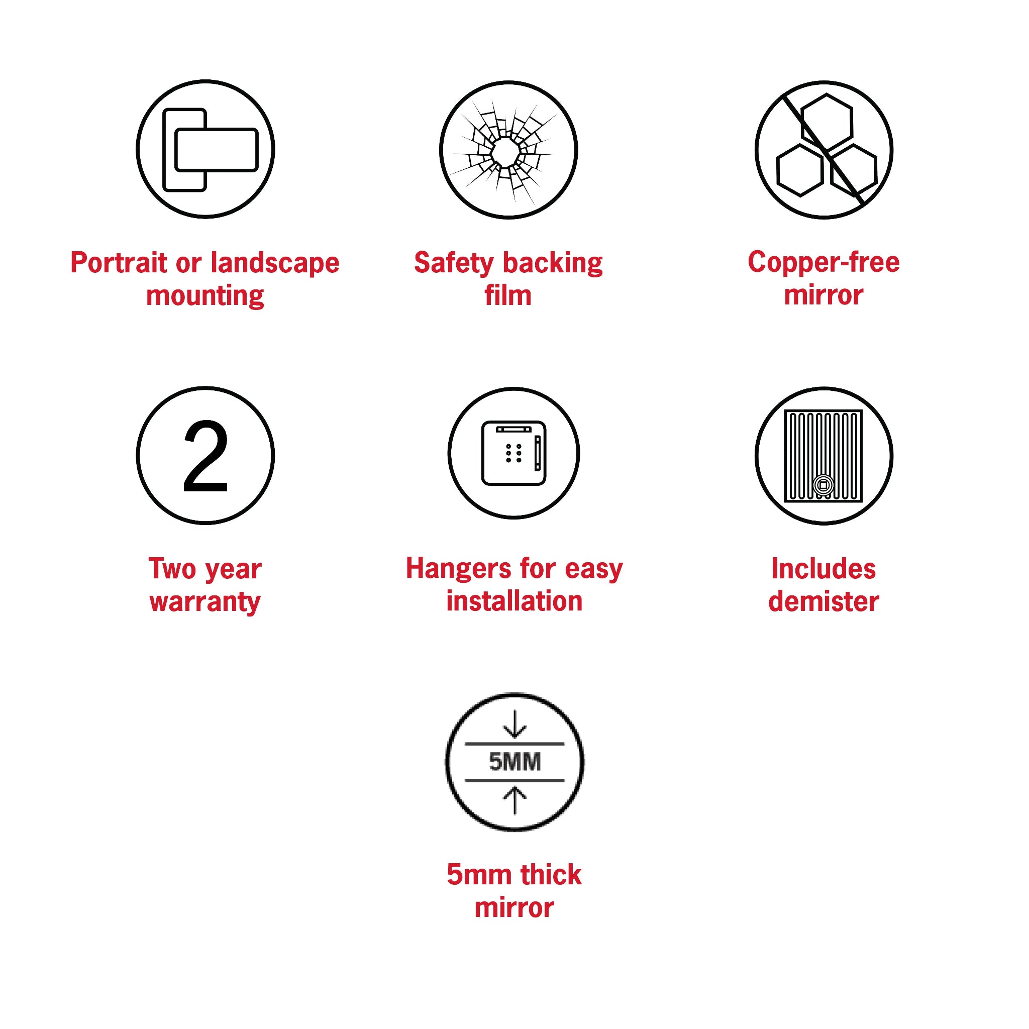 THERMOGROUP ABLAZE RECTANGLE 25MM BEVEL EDGE MIRROR WITH DEMISTER 600X900MM