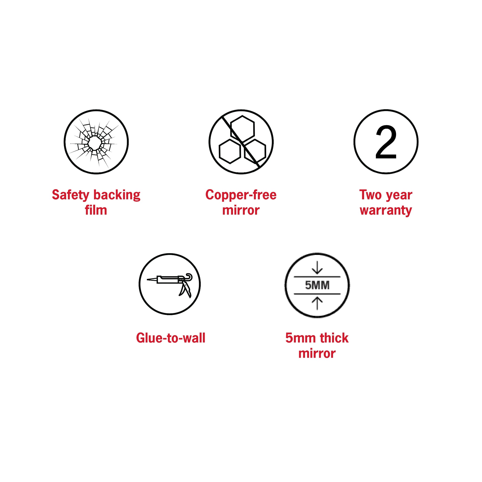 THERMOGROUP ABLAZE SQUARE 25MM BEVEL EDGE MIRROR 750MM