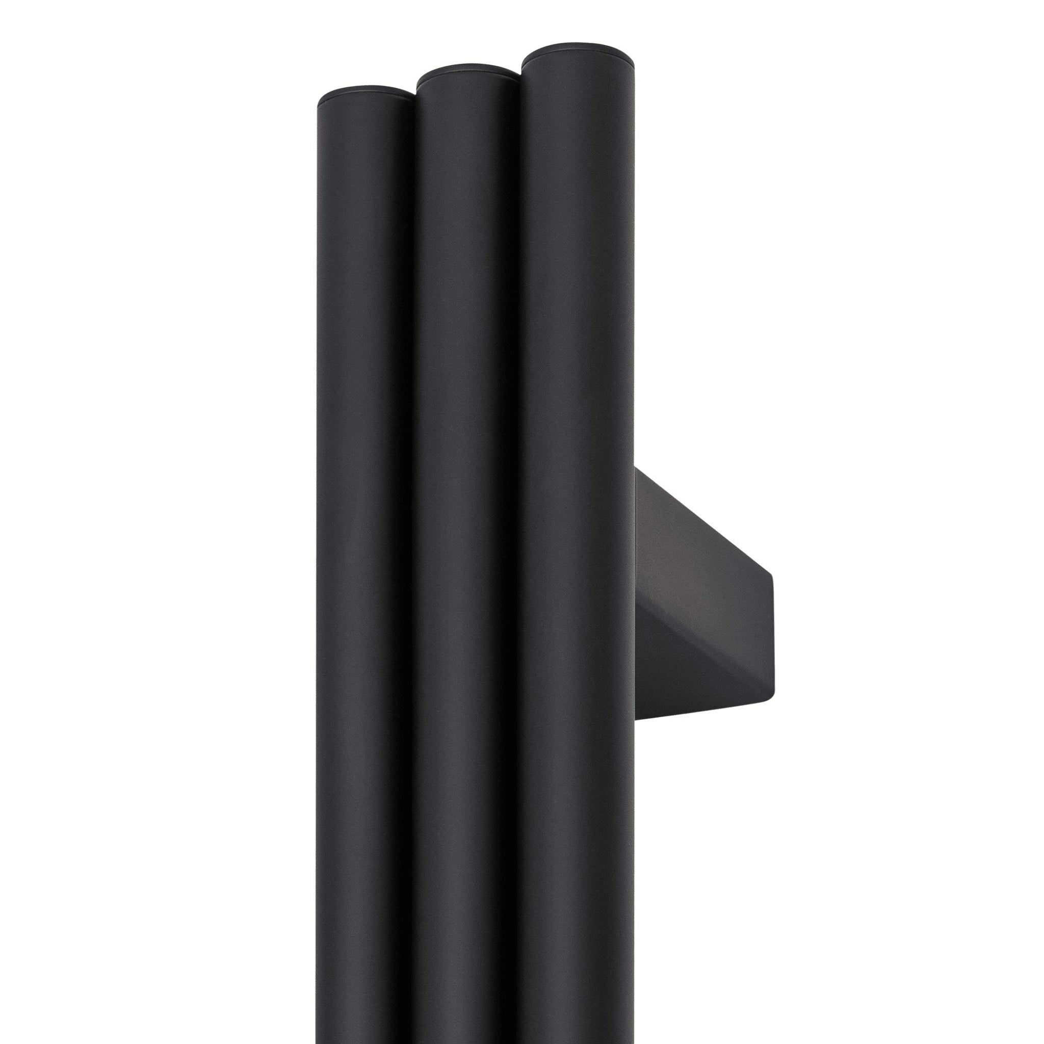 THERMOGROUP TRIPLE TUBE VERTICAL SINGLE HEATED TOWEL RAIL MATTE BLACK 900MM