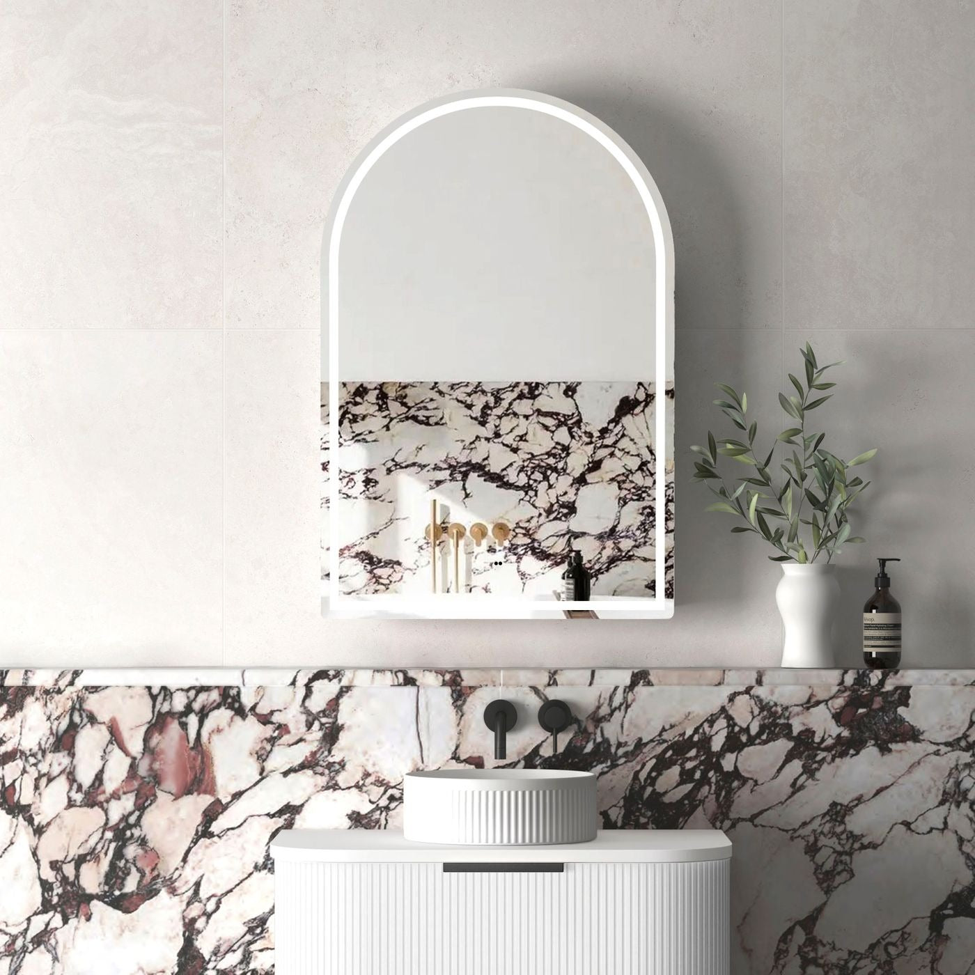 OTTI ARCHIE MATTE WHITE LED SHAVING CABINET WITH POWERPOINT 600X900MM