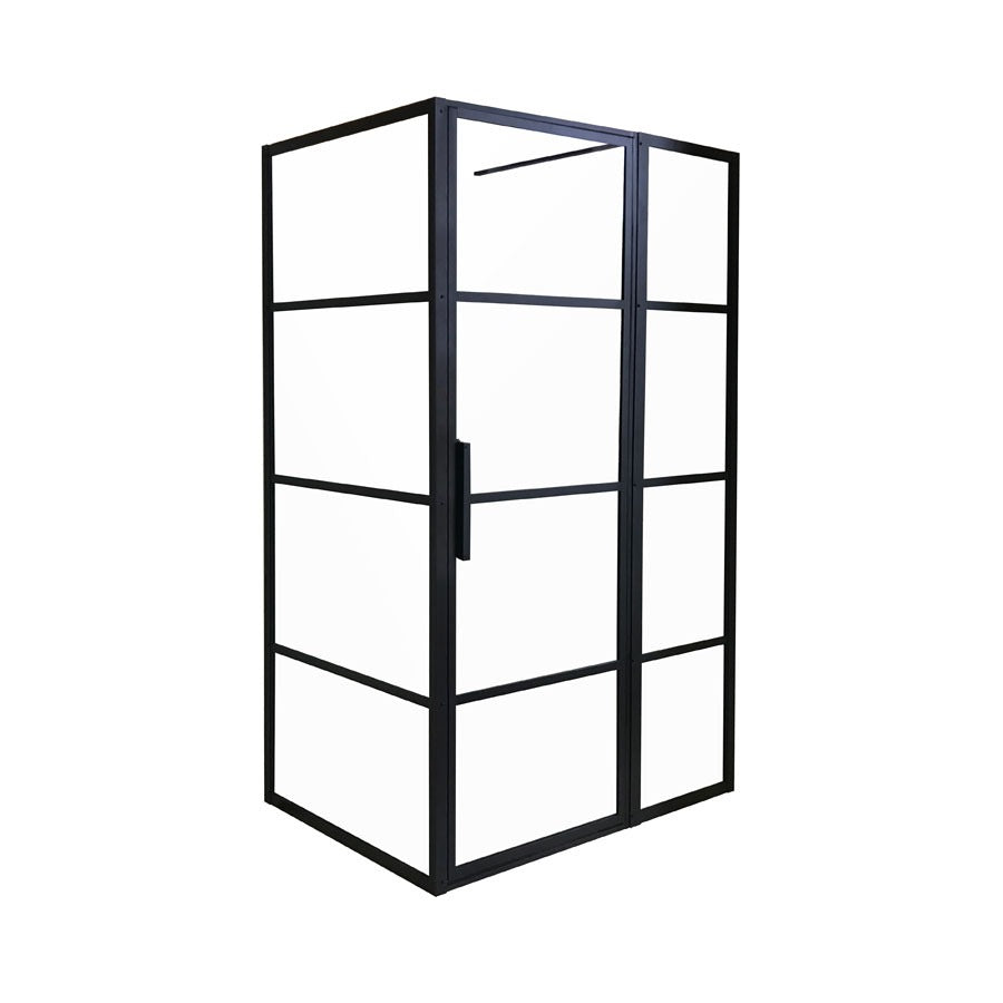 DECINA MANHATTAN FRAMED WALL TO WALL HINGE SHOWER SCREEN MATTE BLACK