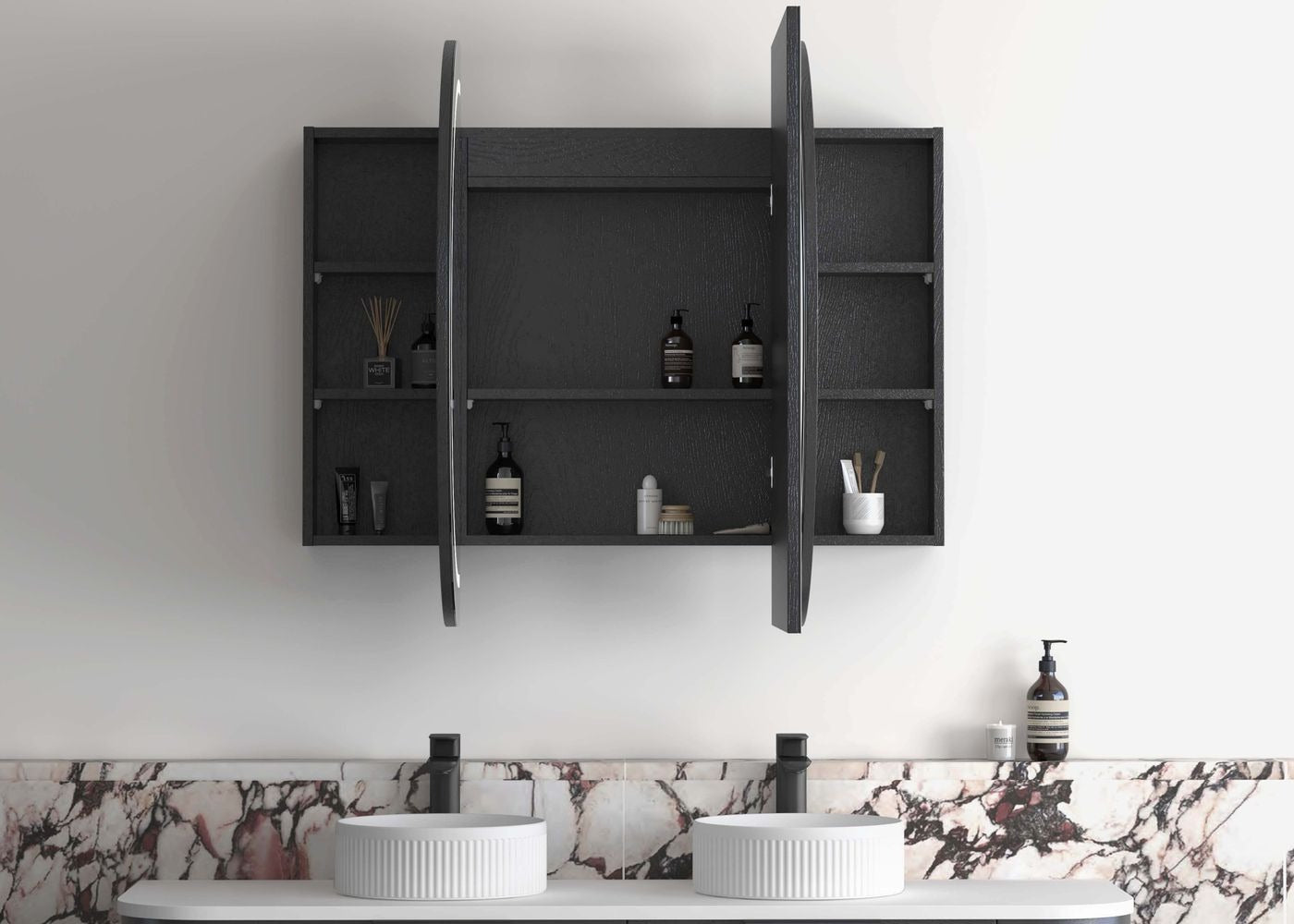 OTTI BONDI BLACK OAK LED SHAVING CABINET WITH POWERPOINT 1500X900MM