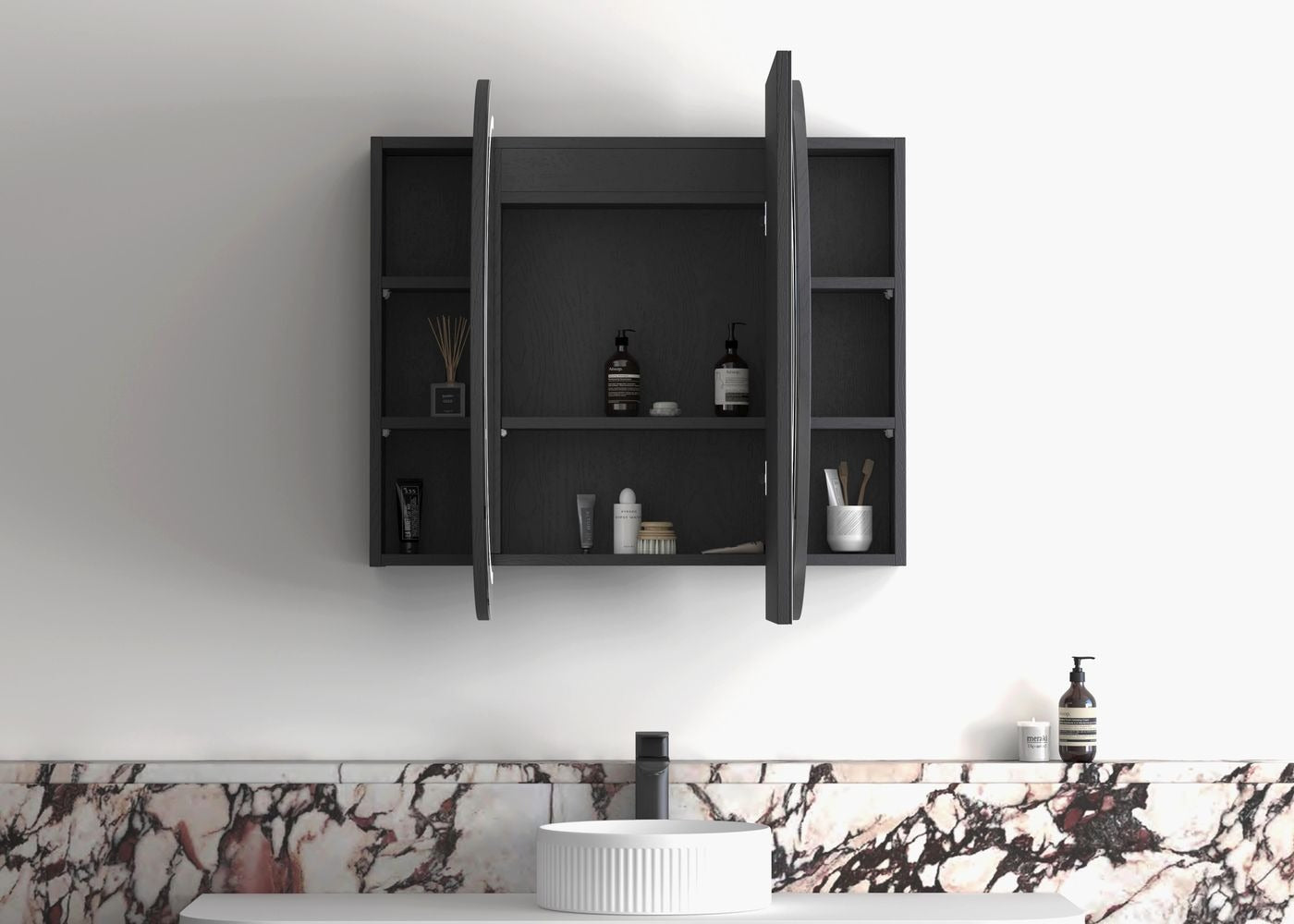 OTTI BONDI BLACK OAK LED SHAVING CABINET WITH POWERPOINT 1200X750MM