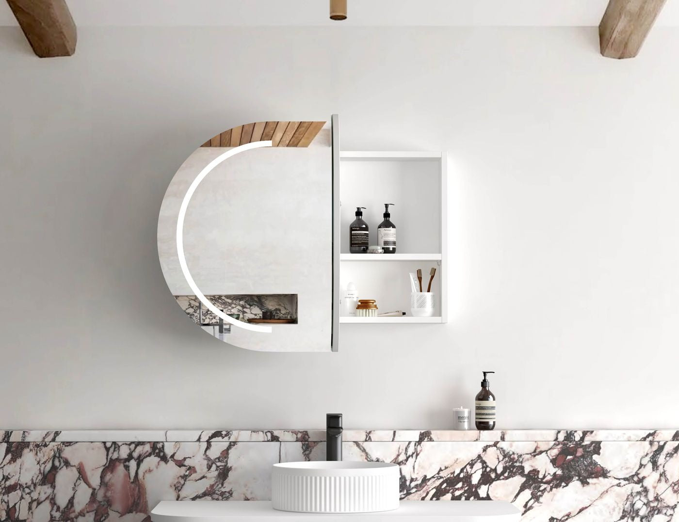 OTTI BONDI MATTE WHITE LED SHAVING CABINET WITH POWERPOINT 900X600MM