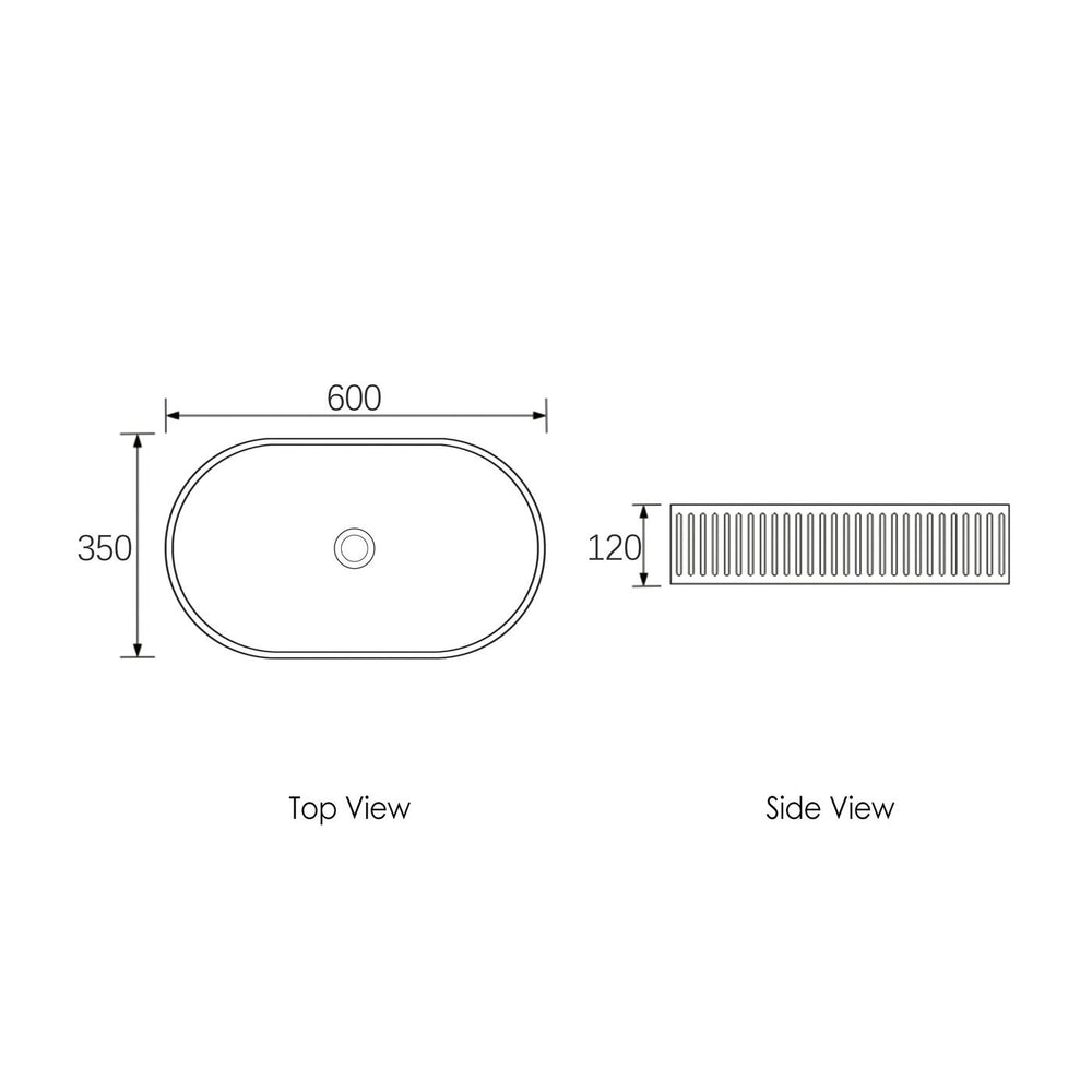 OTTI HUDSON OVAL ABOVE COUNTER CONCRETE WHITE BASIN 600MM