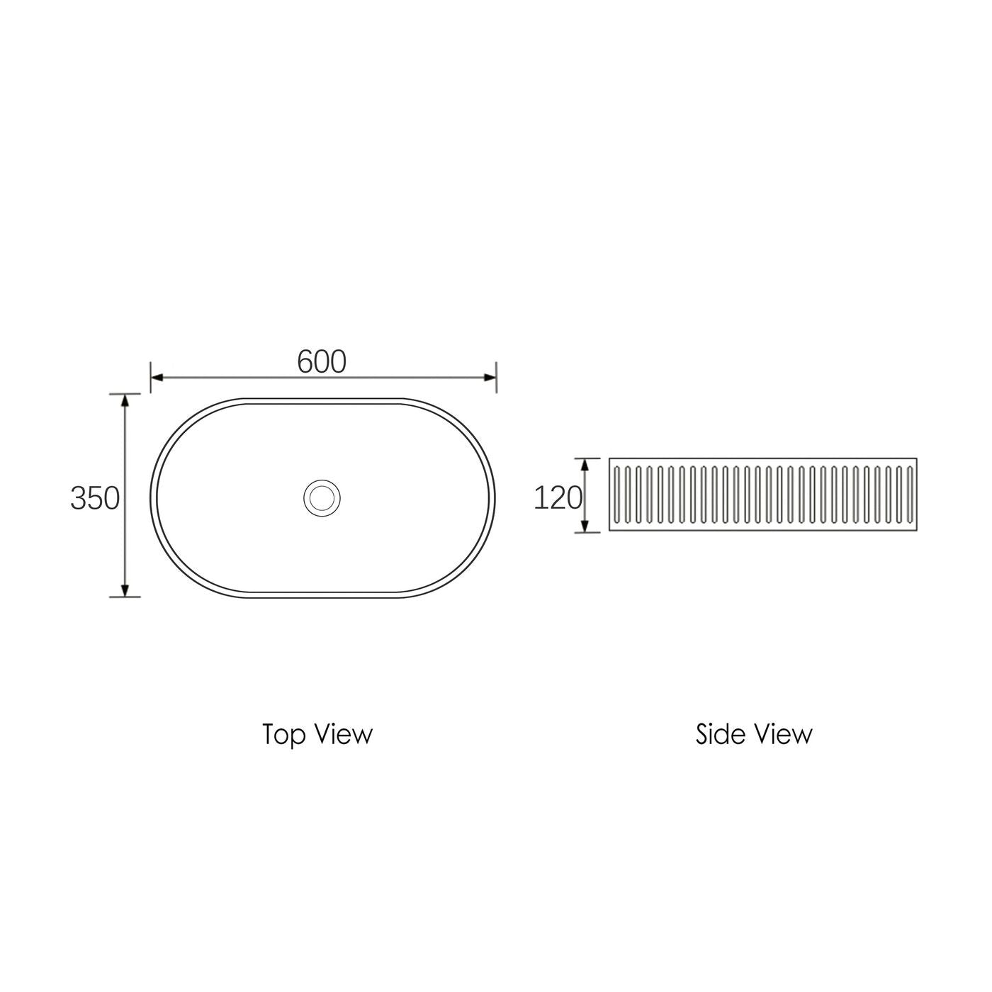 OTTI HUDSON OVAL ABOVE COUNTER CONCRETE WHITE BASIN 600MM