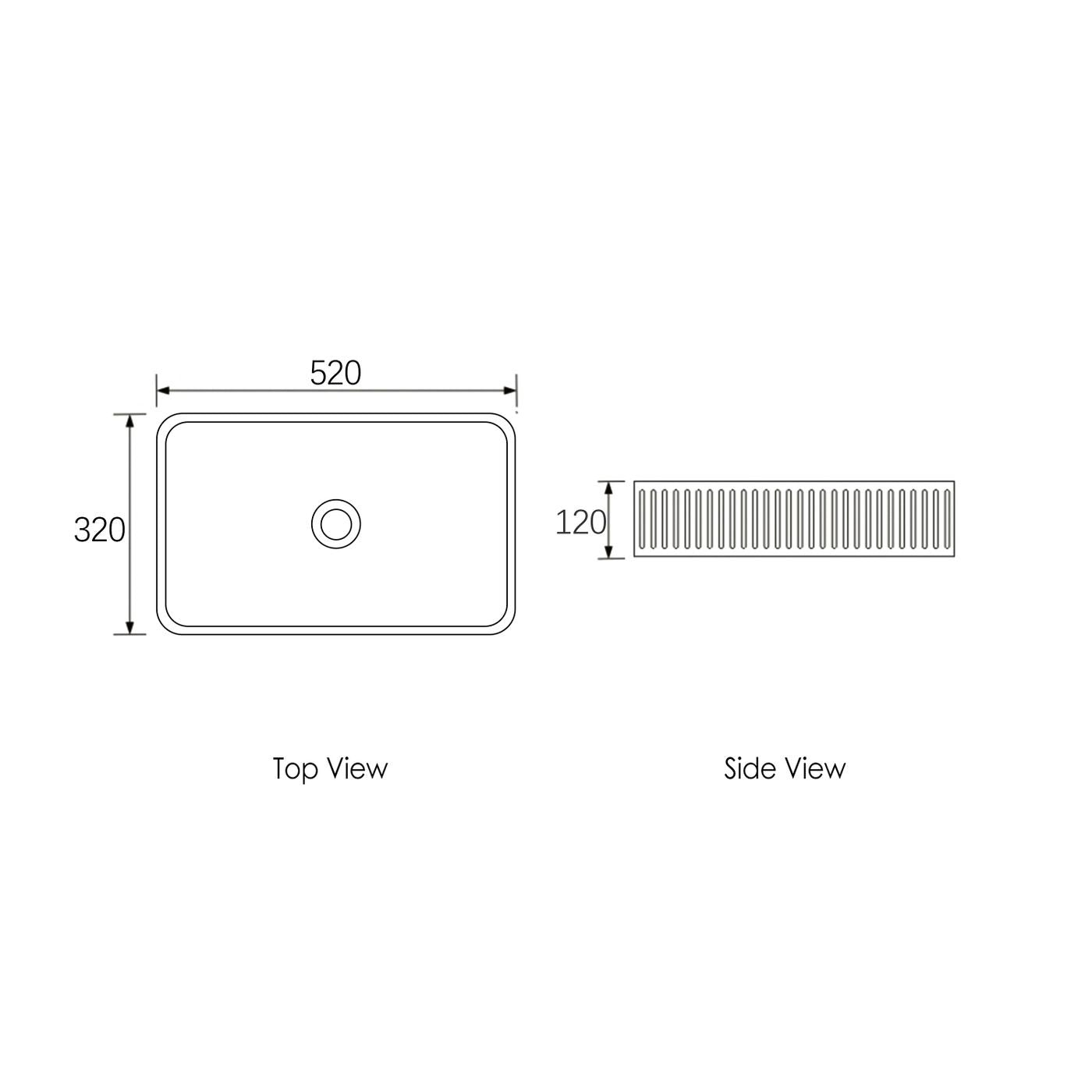 OTTI HUDSON SQUARE ABOVE COUNTER CONCRETE WHITE BASIN 520MM