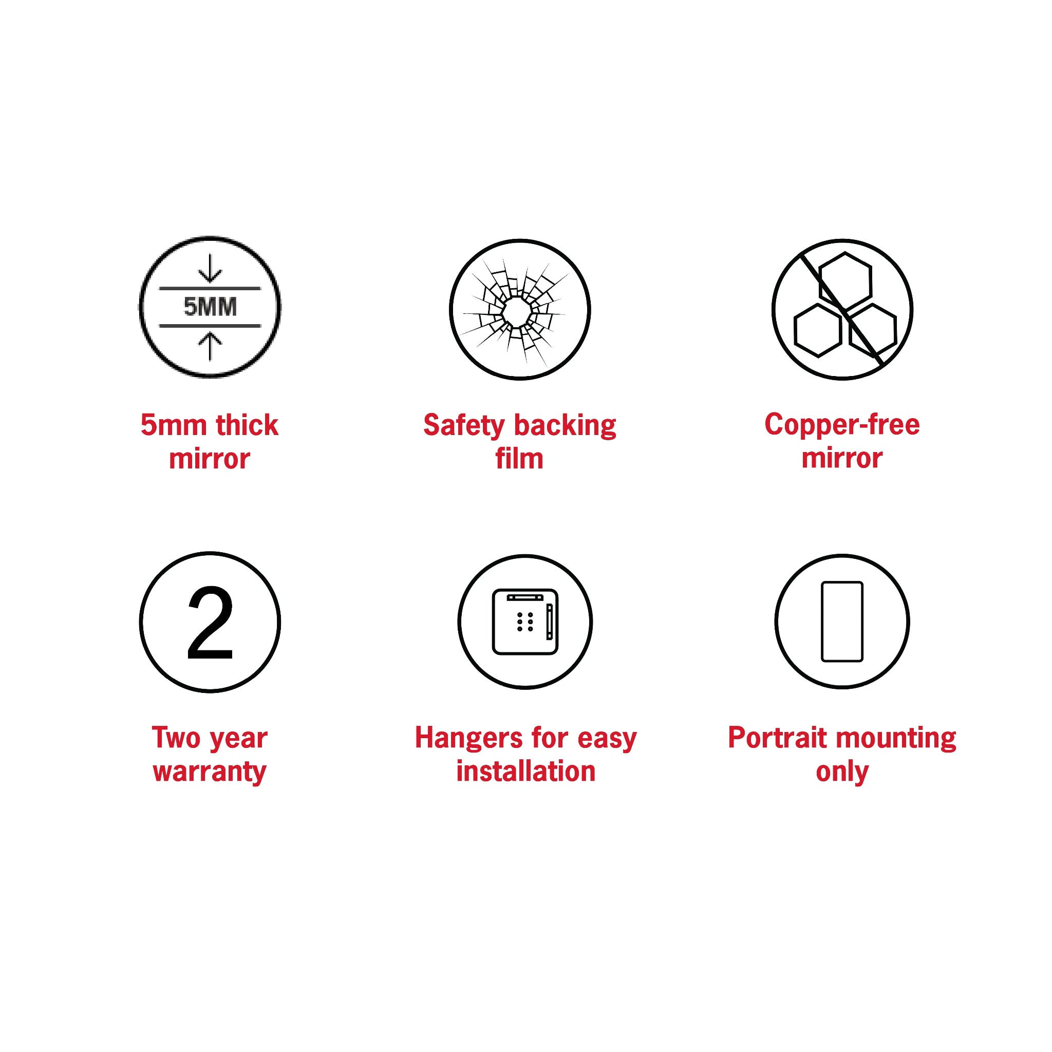 THERMOGROUP ABLAZE ARCH SHAPE MIRROR WITH HANGERS 500X800MM