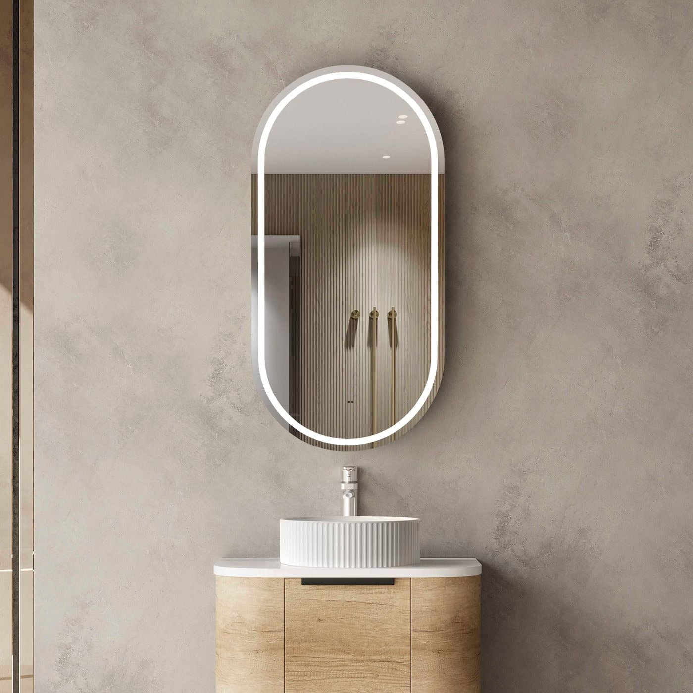 OTTI NOOSA NATURAL OAK LED SHAVING CABINET WITH POWERPOINT 450X900MM