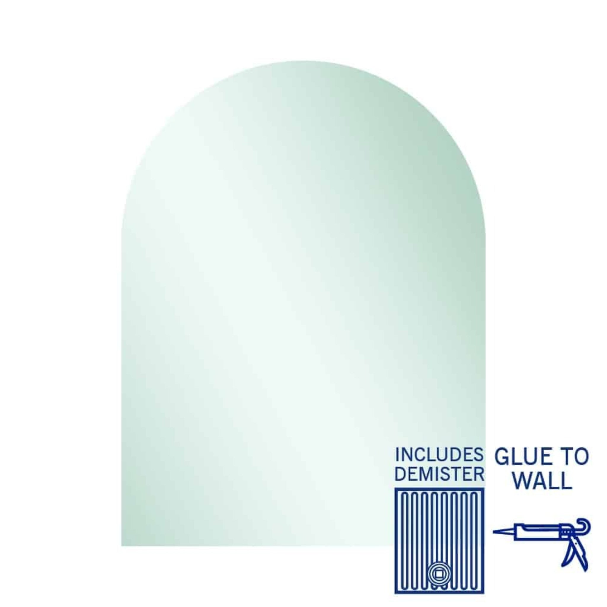 THERMOGROUP ABLAZE ARCH SHAPE MIRROR GLUE-TO-WALL WITH DEMISTER 750X1000MM