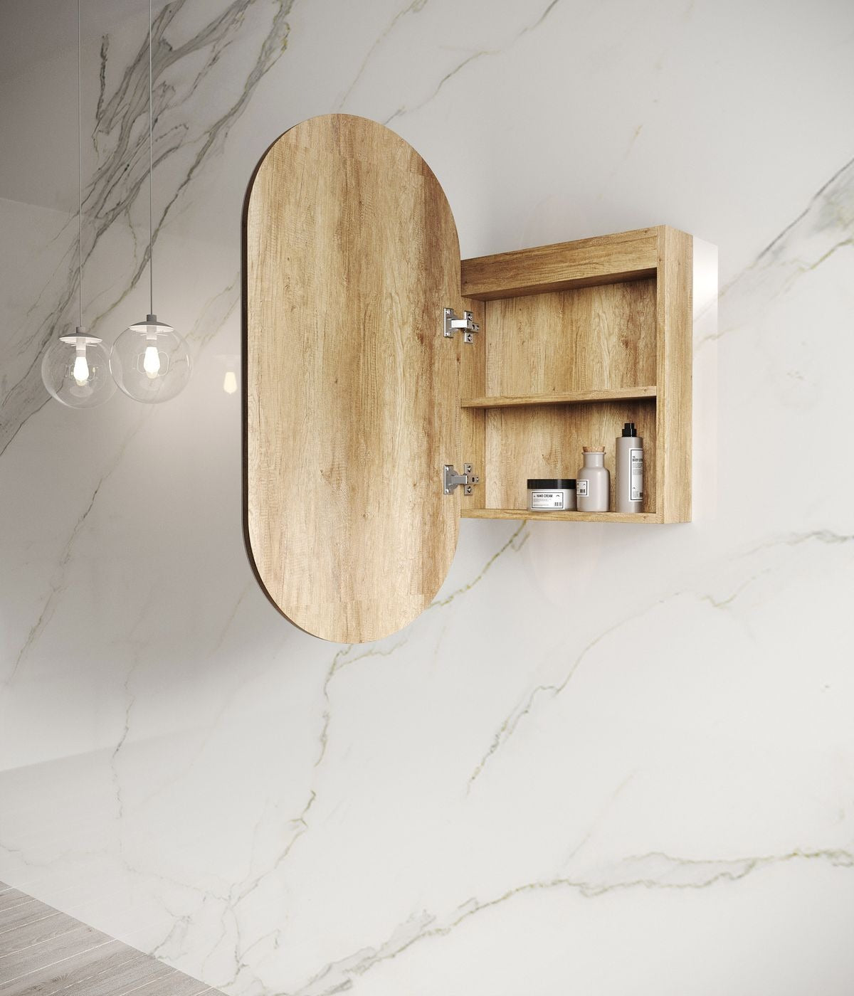 OTTI NOOSA NATURAL OAK LED SHAVING CABINET WITH POWERPOINT 450X900MM