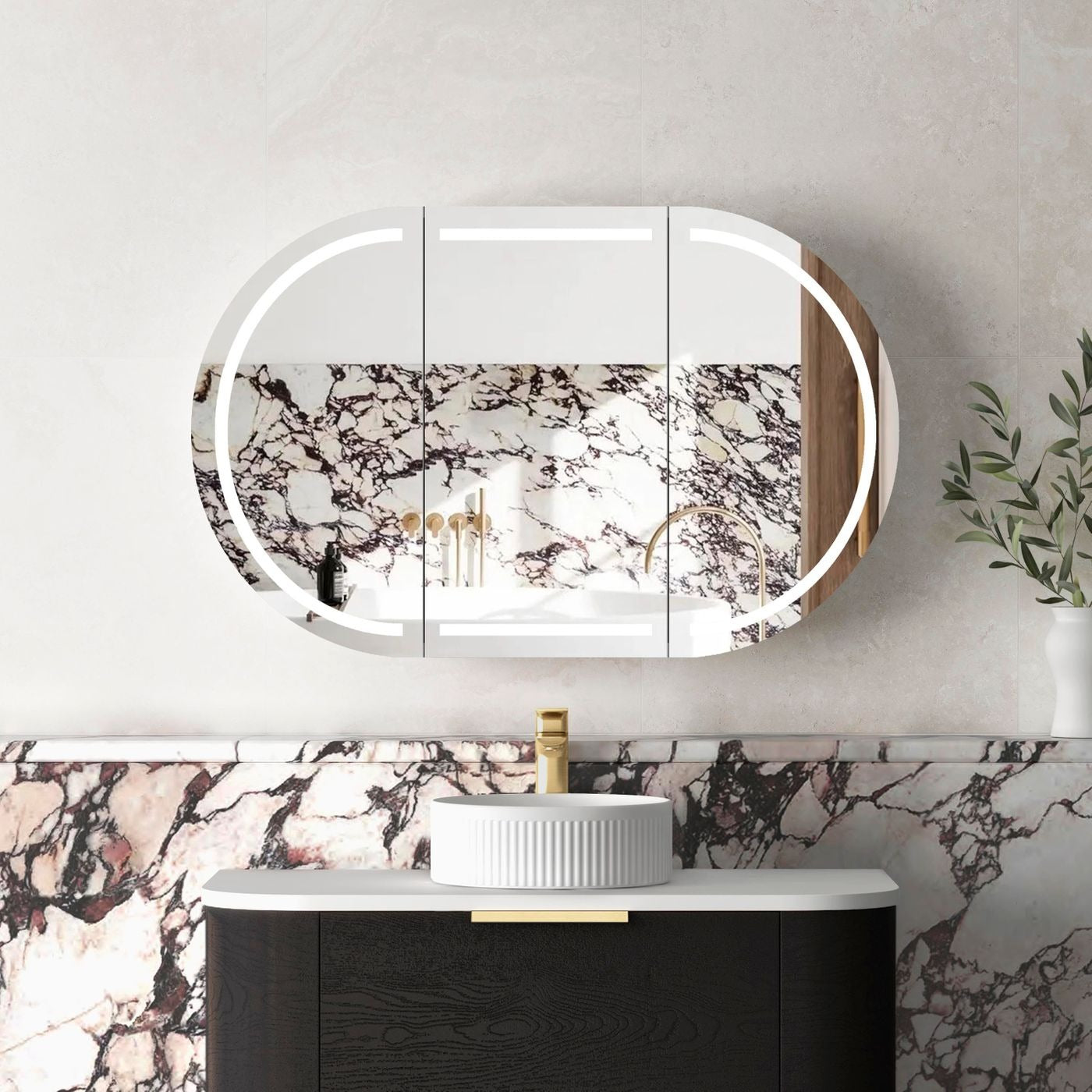 OTTI BONDI BLACK OAK LED SHAVING CABINET 1200X750MM