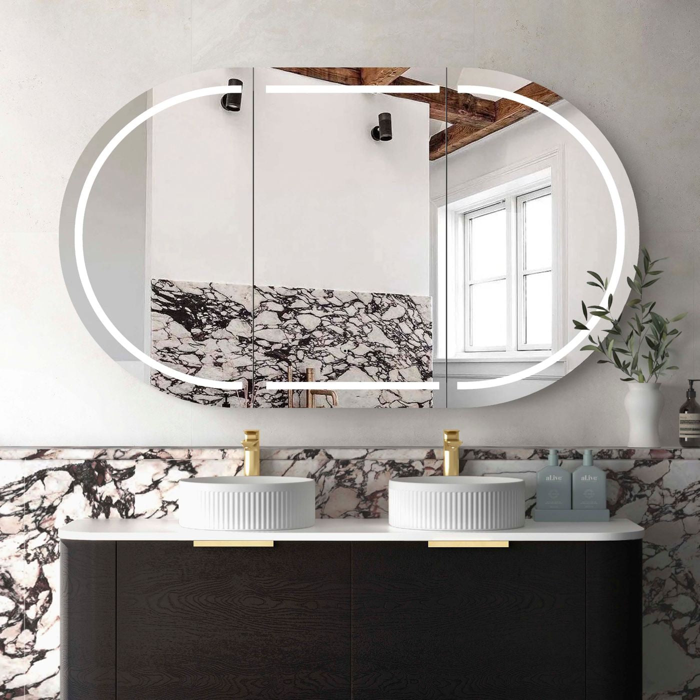 OTTI BONDI BLACK OAK LED SHAVING CABINET 1500X900MM