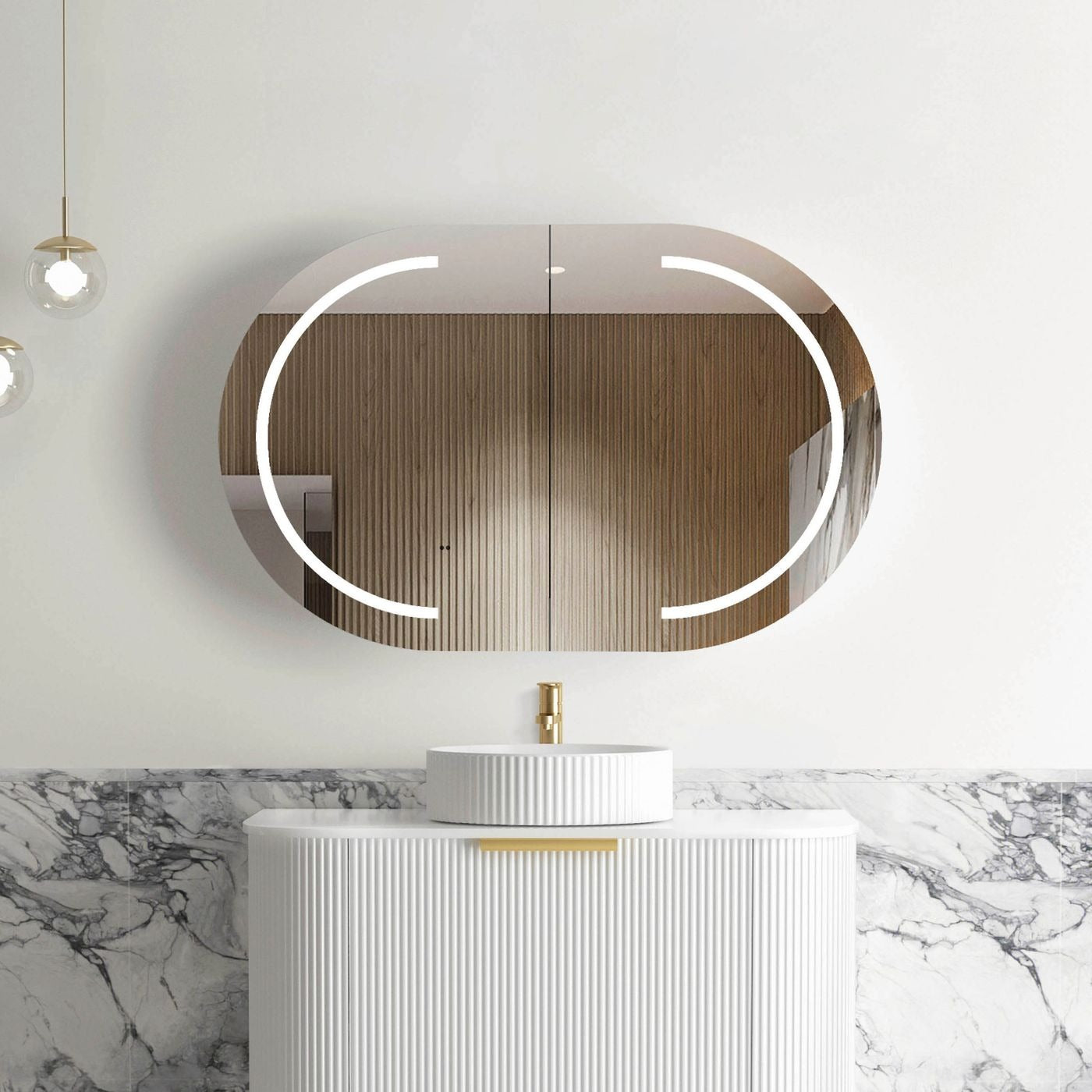 OTTI BONDI NATURAL OAK LED SHAVING CABINET 900X600MM