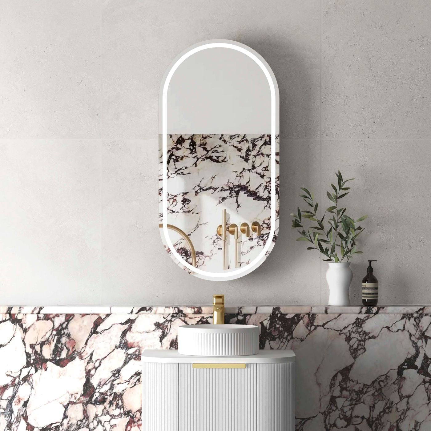 OTTI NOOSA MATTE WHITE LED SHAVING CABINET 450X900MM