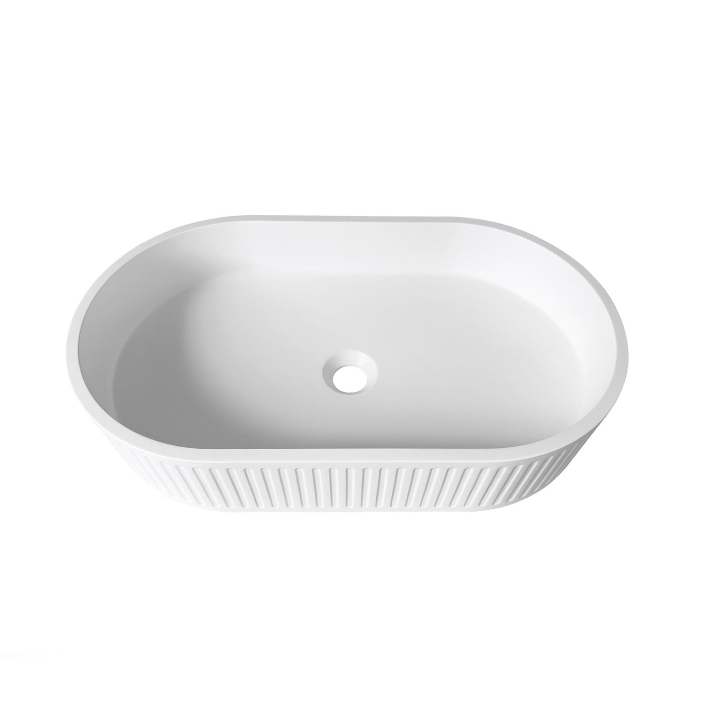 OTTI HUDSON OVAL ABOVE COUNTER CONCRETE WHITE BASIN 600MM