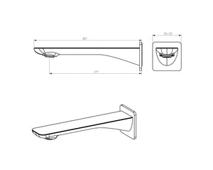 OSKAR BATH SPOUT 207MM GUN METAL