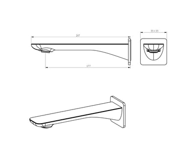 OSKAR BATH SPOUT 207MM GUN METAL