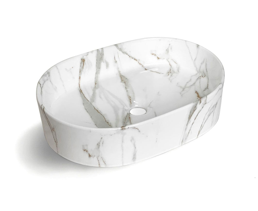 OTTI QUAY OVAL ABOVE COUNTER BASIN GLOSS CARRARA 500MM