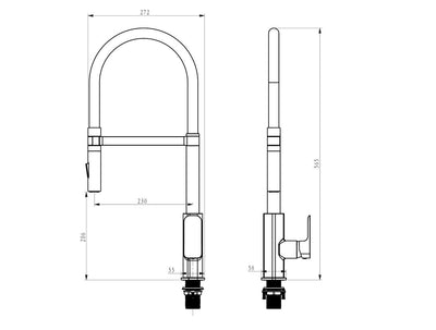 OSKAR PULL OUT SINK MIXER 565MM MATTE BLACK