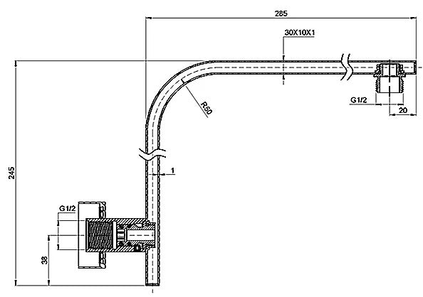 INSPIRE TARAN GOOSENECK ARM 380MM CHROME