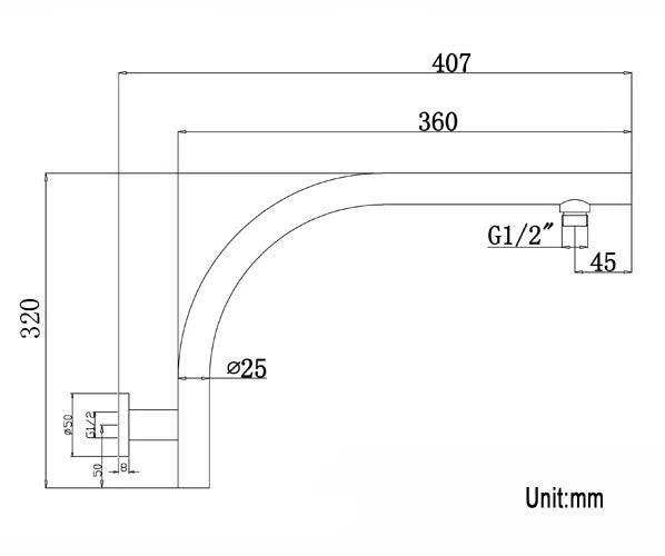 INSPIRE TARAN GOOSENECK ARM 380MM BLACK