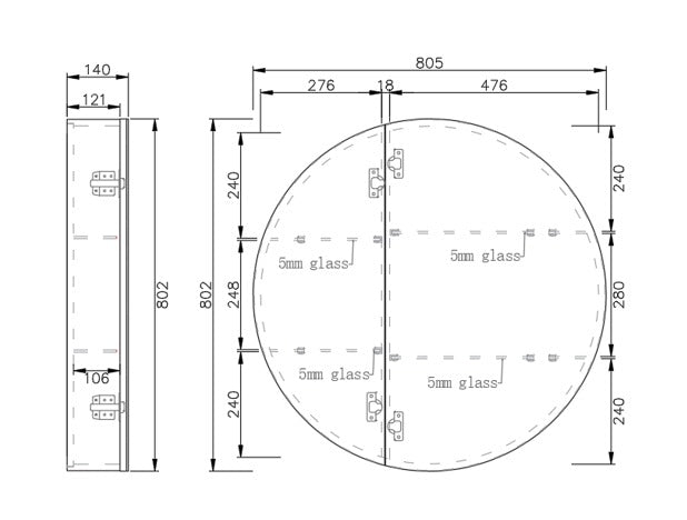 RIVA LONDON MATTE BLACK SHAVING CABINET 800X800MM