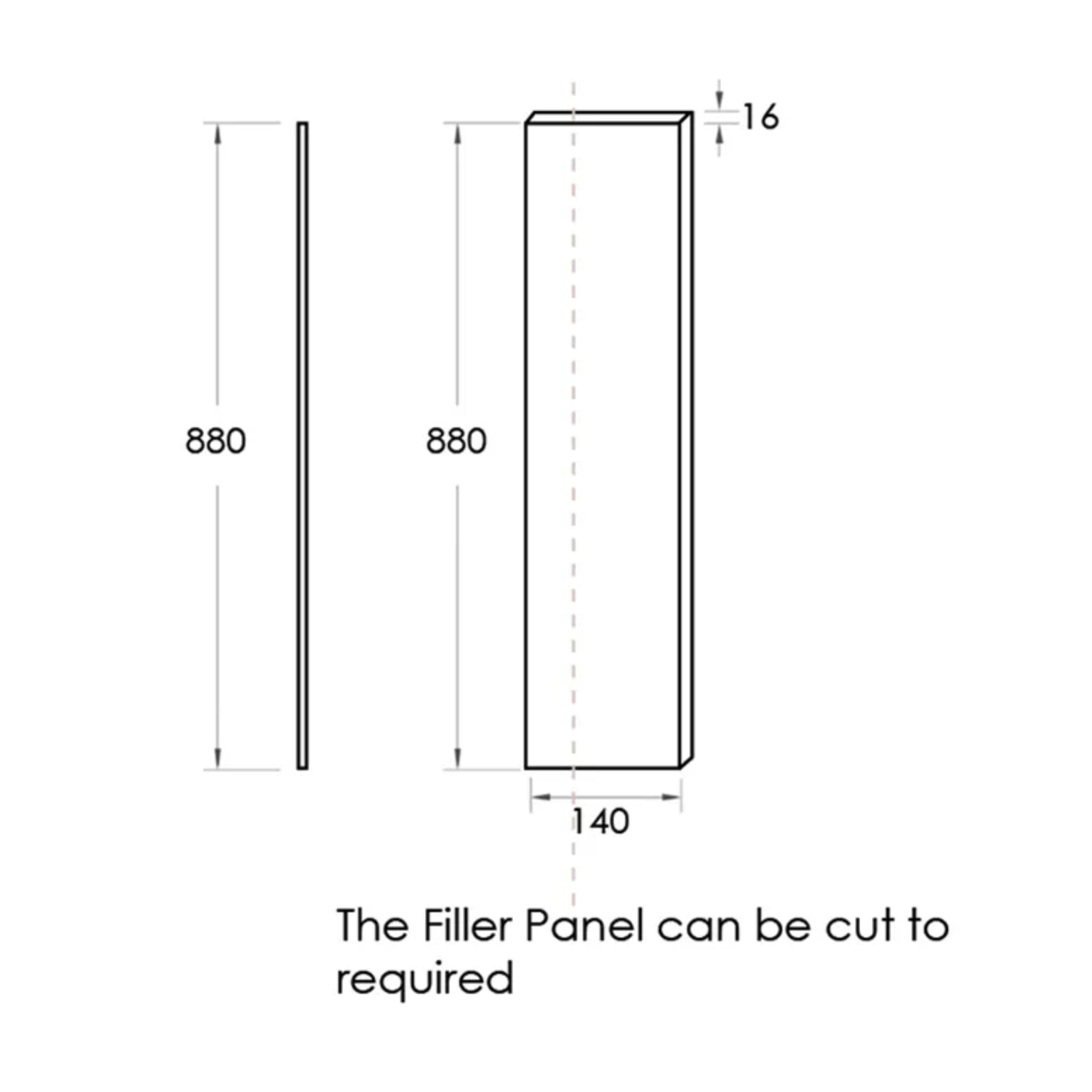 OTTI MATTE WHITE 140MM LAUNDRY FLOOR CABINET FILLER PANEL