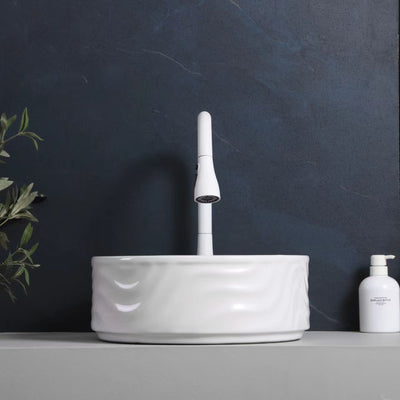 INFINITY ABOVE COUNTER CERAMIC BASIN GLOSS WHITE 420MM
