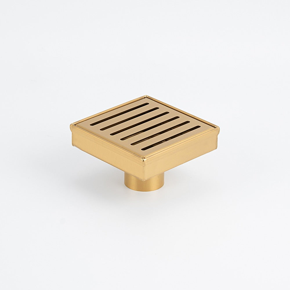 RADIANT HEATING SQUARE SLOTTED FLOOR GRATE BRUSHED GOLD 100MM