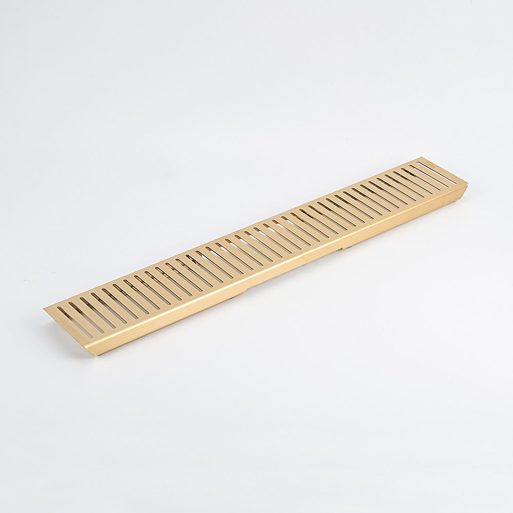 RADIANT HEATING LINEAR SLOTTED FLOOR GRATE BRUSHED GOLD (AVAILABLE IN 600MM, 700MM, 800MM AND 900MM)