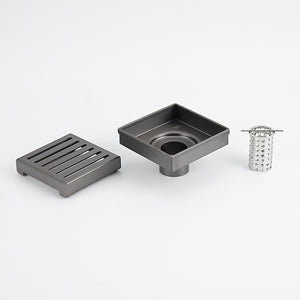 RADIANT HEATING SQUARE SLOTTED FLOOR GRATE 100MM GUN METAL GREY