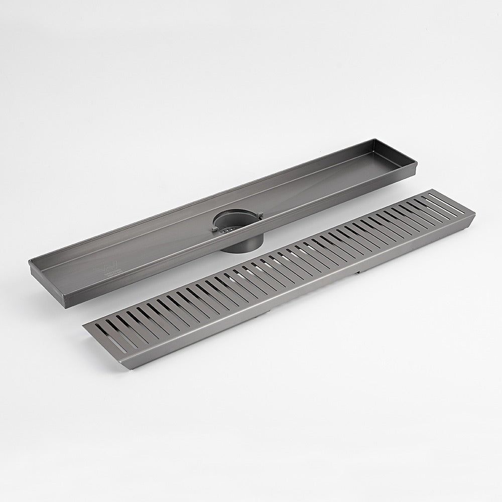 RADIANT HEATING LINEAR SLOTTED FLOOR GRATE GUN METAL GREY (AVAILABLE IN 600MM, 700MM, 800MM AND 900MM)