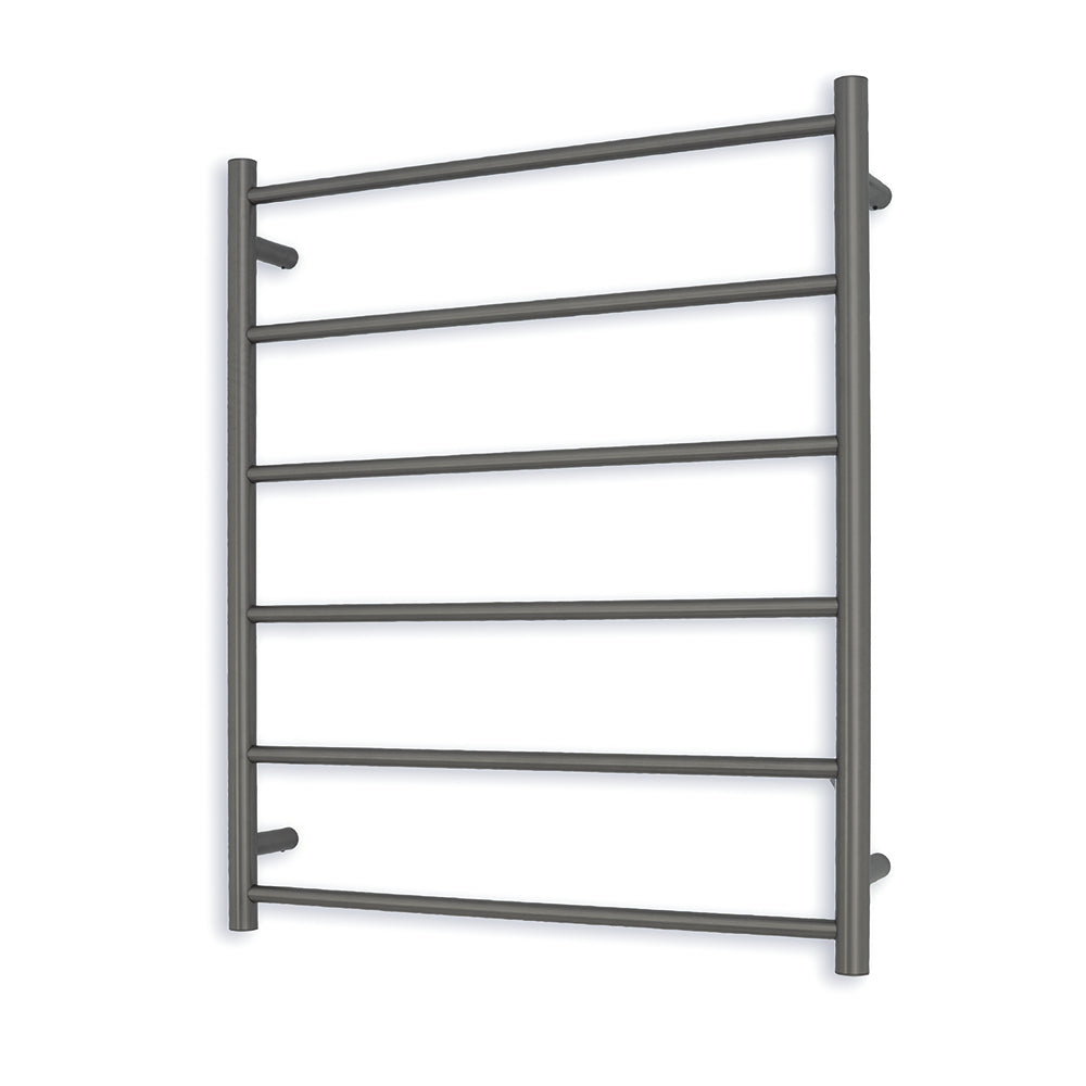 RADIANT HEATING 6-BARS ROUND NON-HEATED TOWEL RAIL GUN METAL GREY 700MM