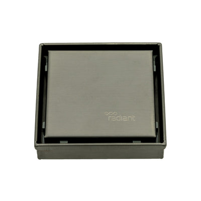 RADIANT HEATING SQUARE TILE INSERT FLOOR GRATE GUN METAL GREY 100MM