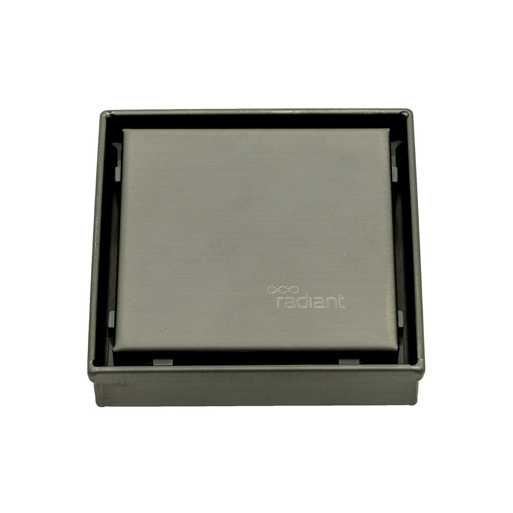 RADIANT HEATING SQUARE TILE INSERT FLOOR GRATE GUN METAL GREY 100MM