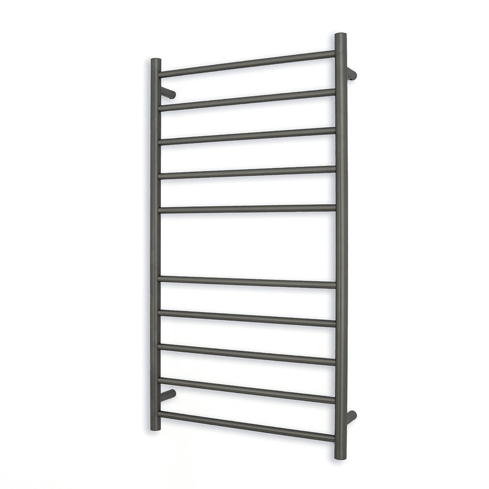 RADIANT HEATING 10-BARS ROUND HEATED TOWEL RAIL GUN METAL GREY 600MM