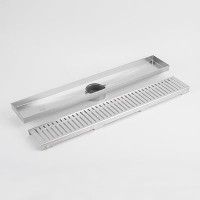 RADIANT HEATING LINEAR SLOTTED FLOOR GRATE BRUSHED SATIN 700MM
